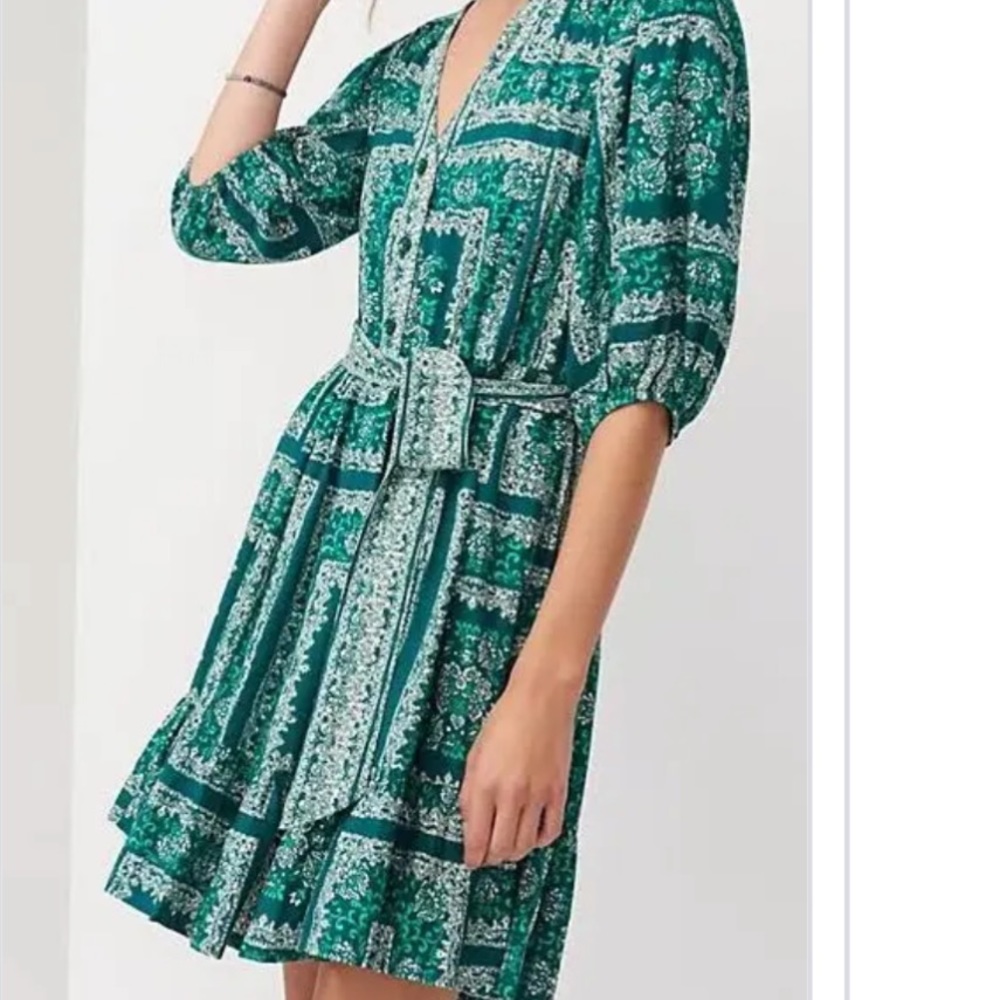 Anthropology porridge dress in beautiful greens